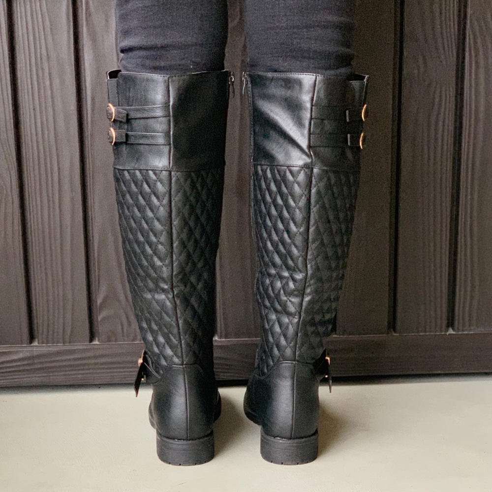 Tan Quilted Knee High Equestrian Riding Boots - Picture 8 of 8